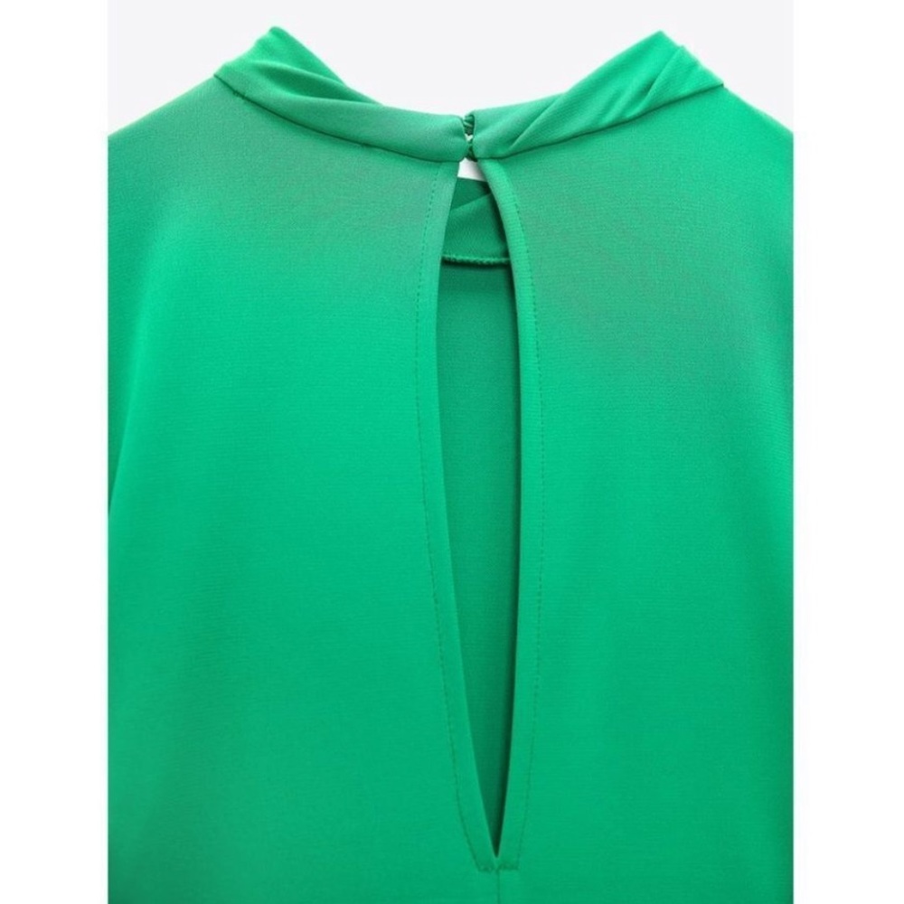 Zara Green FLOWY DRAPED DRESS - Picture 9 of 11